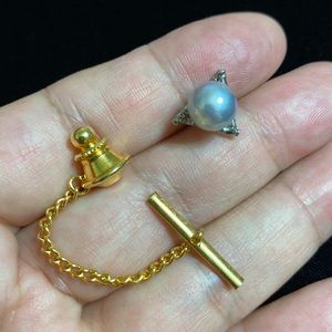 🖤14K💕tie tack pin with 8mm blue gray pearl